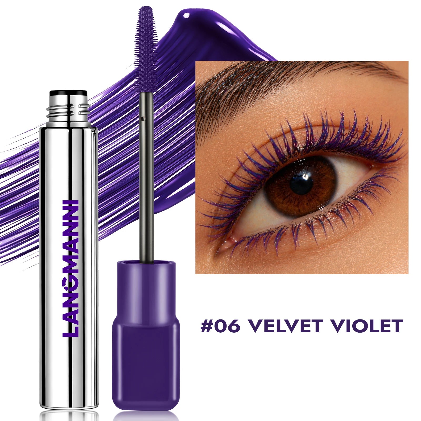 Silk Fiber Matte Blue Mascara Colorful Big Brush Lengthen Eyelashes Waterproof Lasting Fast Dry Greenpink Curling Mascara Makeup
