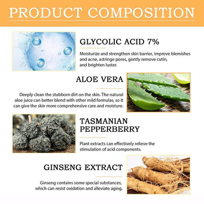 100Ml Glycolic Acid 7% Toning Solution to Remove Acne and Moisturize Skin Rejuvenating Lotion