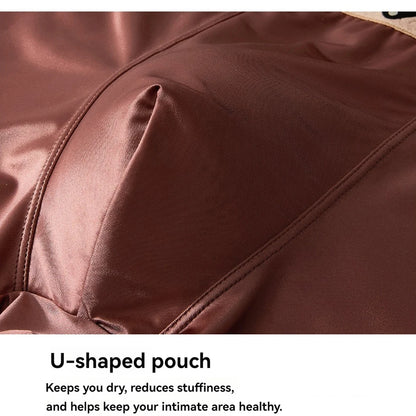 3Pcs/Pack Luxury Satin-Like Ice Silk Men'S Panties Hygroscopic Breathable Double-Layer Silk Crotch Boxer High Elastic Underpants