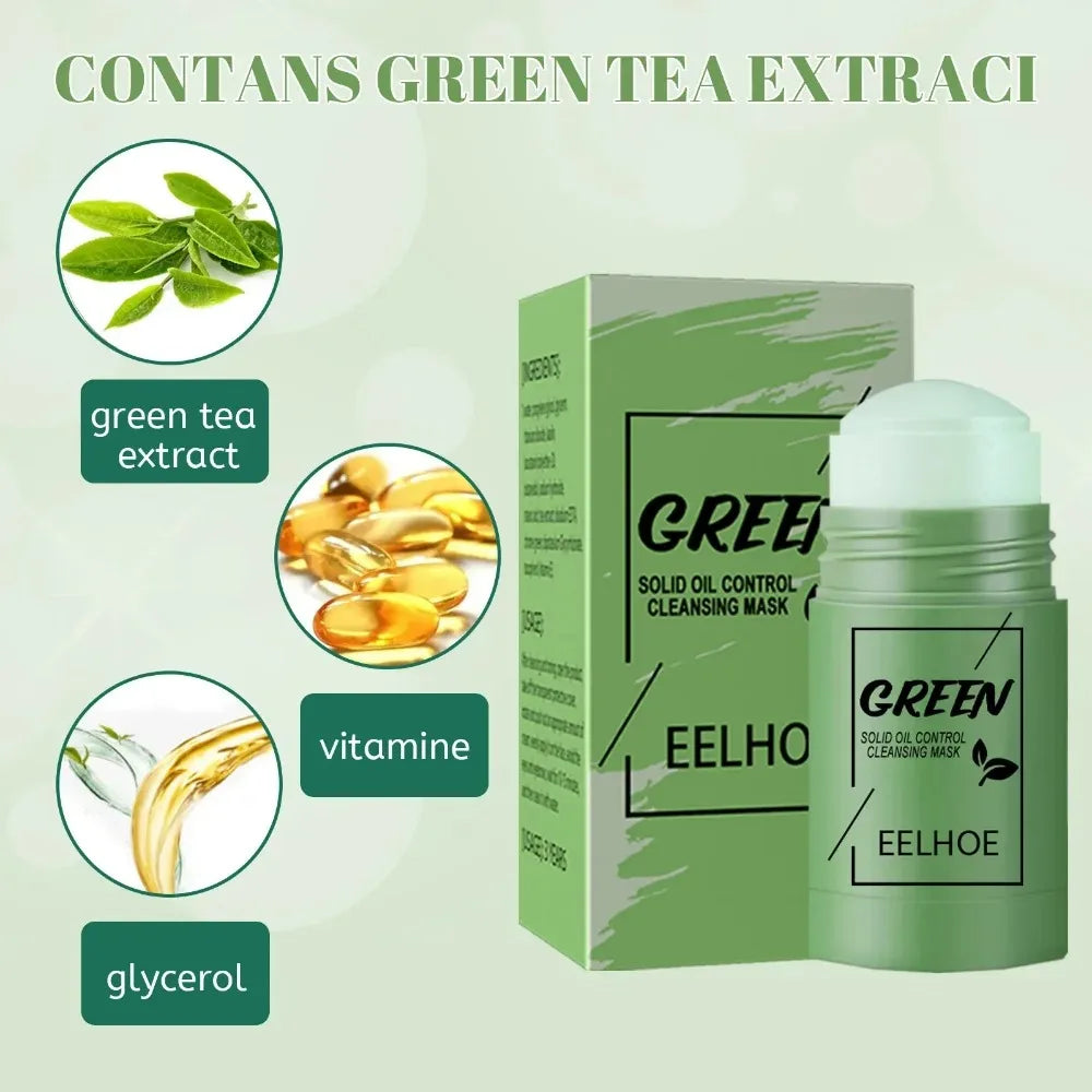 1~5PCS Green Tea Clay Stick for Face Green Mask Stick Smear Acne Shrink Blackhead Green Tea Extract Facial Mask Pore Cleansing