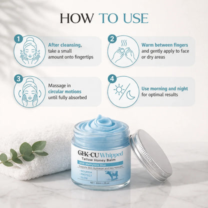 Copper Peptides Ghk-Cu Beef Tallow for Skin, Blue Balm with Copper Peptides, Manuka Honey & Vitamin E, Natural Face Moisturizer