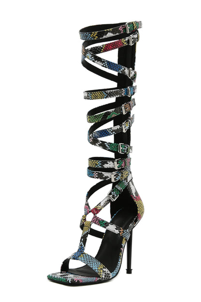 2026 Sexy Women'S Pumps and Heels Sexy Lace up Knee High Heeled Sandals Open Toe Stiletto Heels for Parties and Events