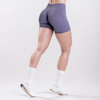 Vision Shorts 4.5'' Crossover Waist Seamless Yoga Shorts Hip Lifting Women Workout Gym Shorts Fitness Scrunch Bum Sports Shorts