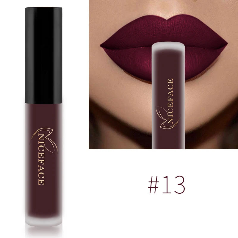 Matte Liquid Lipstick Waterproof Long Lasting Lip Gloss Tint Sexy Red Nude Purple Metallic Lipsticks Makeup Cosmetics