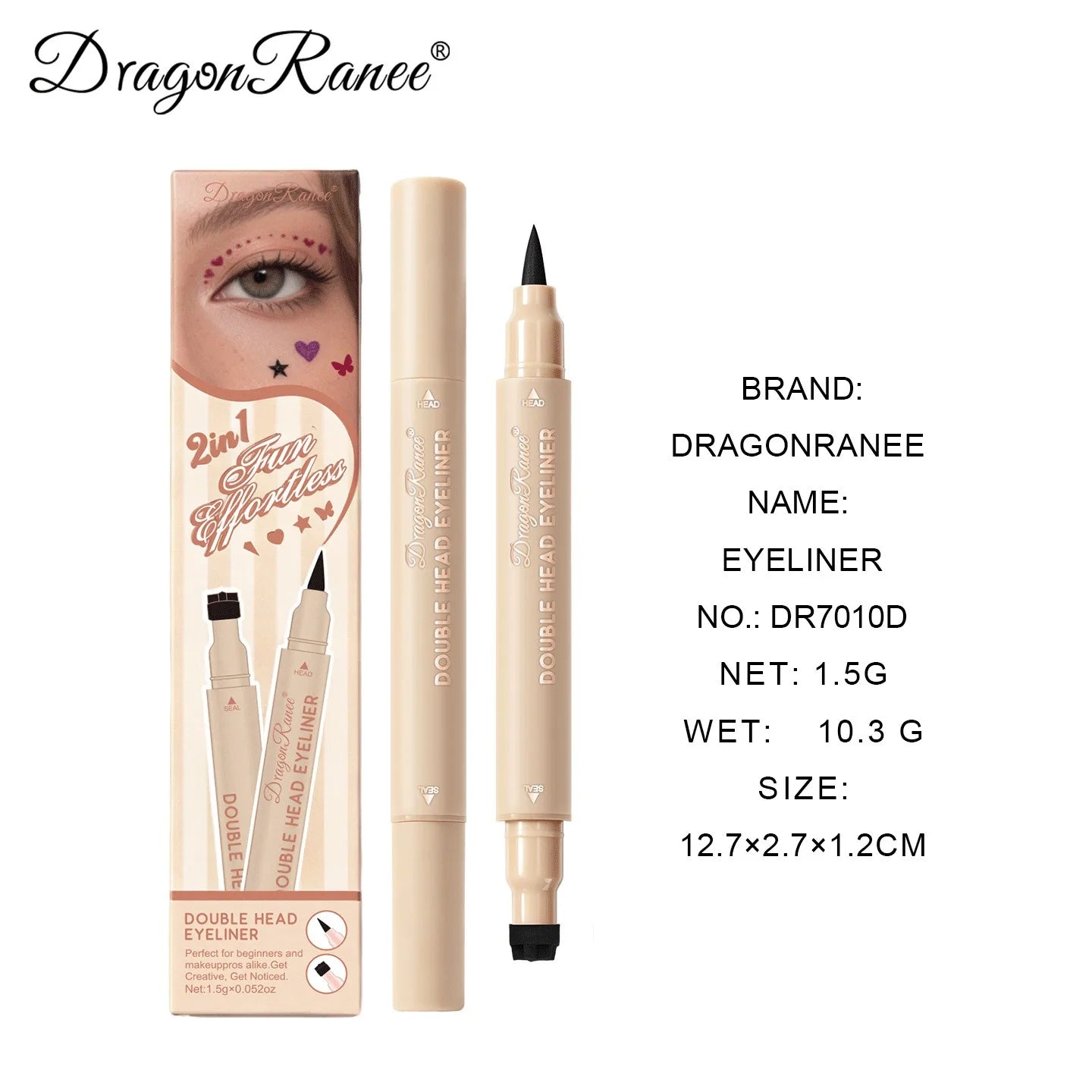 Colorful Liquid Stamp Eyeliner Red Star Heart Butterfly 2 in 1 Eye Liner Pencil Purple Pink Waterproof Eye Template Makeup Tool