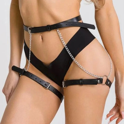 Leg Harness Bandage Sexy Thigh Garter Women Hip Harness Belt Gothic Sword Belt BDSM Fetish Clothing Adult Erotic Garter Harness