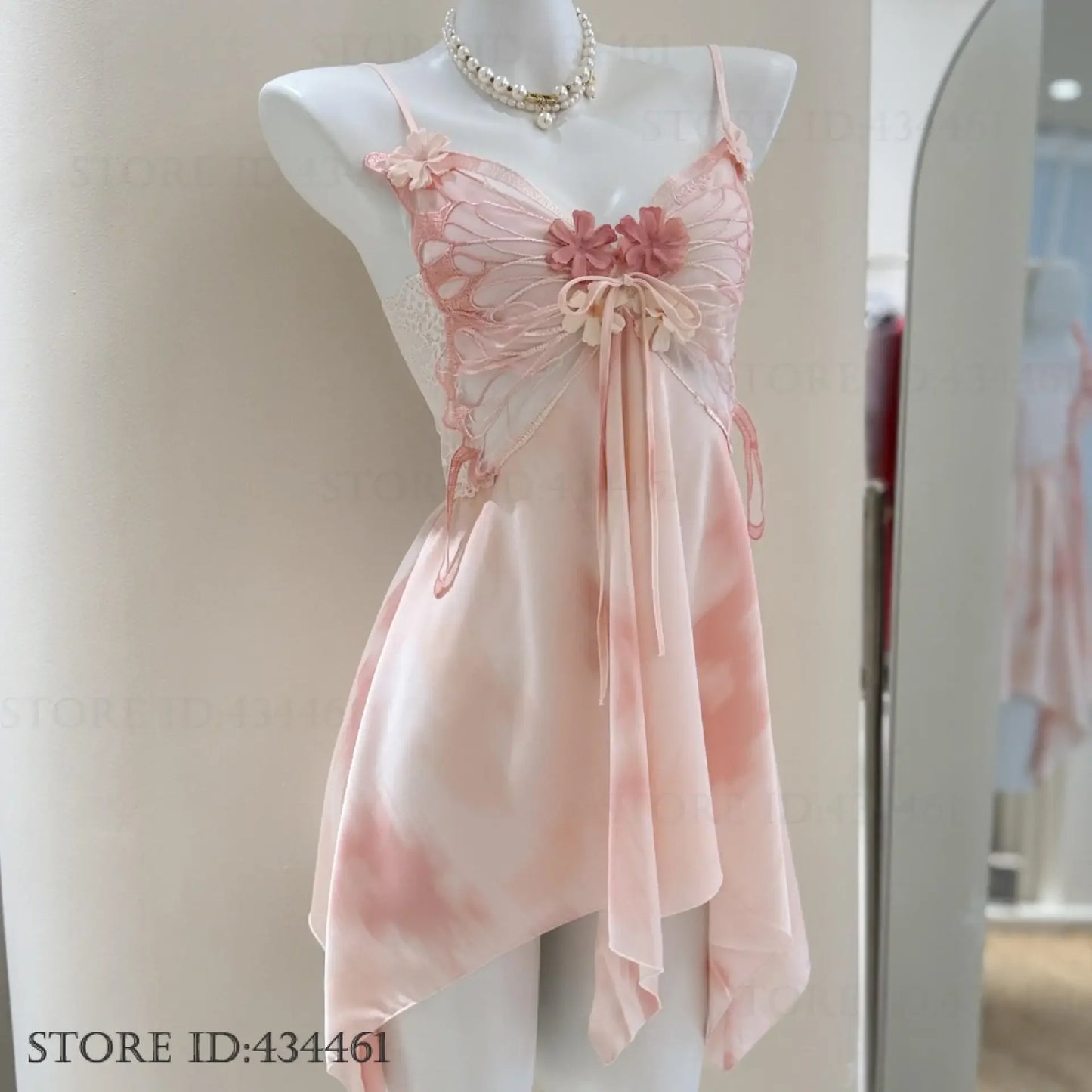 Fairy Elf Suspender Nightgown Lingerie Sexy Butterfly Lace Chemise Sleepwear Nightdress Homewear Summer New Women Nightwear