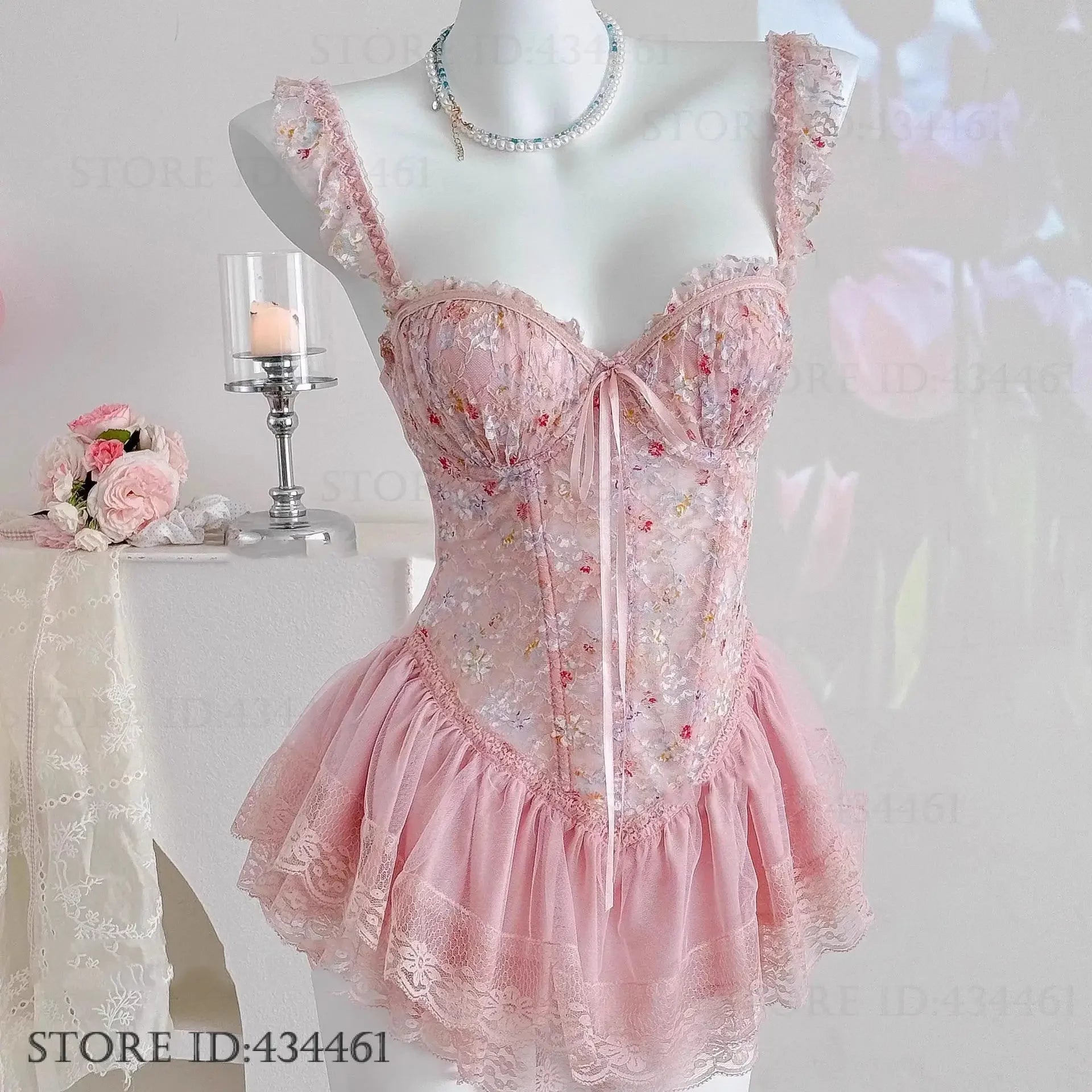 Sexy Lingerie Female Sleepwear Suspender Nightgown Perspective Lace Ballet Tutu Night Dress Sleepwear Sweet Temptation Nighty