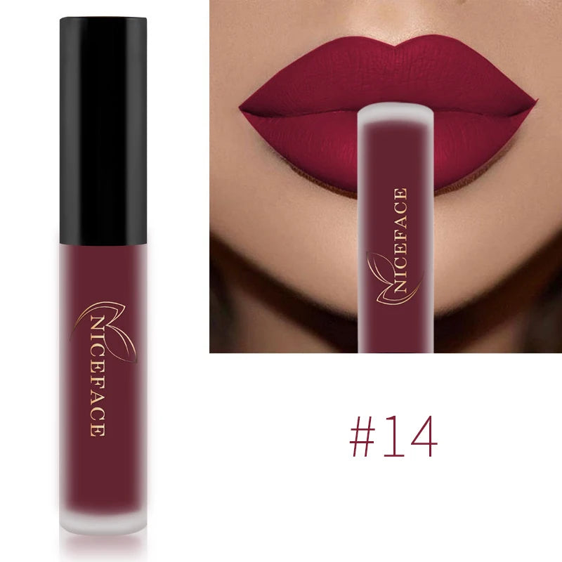 Matte Liquid Lipstick Waterproof Long Lasting Lip Gloss Tint Sexy Red Nude Purple Metallic Lipsticks Makeup Cosmetics