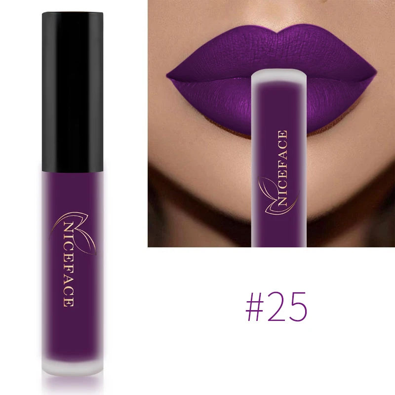 Matte Liquid Lipstick Waterproof Long Lasting Lip Gloss Tint Sexy Red Nude Purple Metallic Lipsticks Makeup Cosmetics