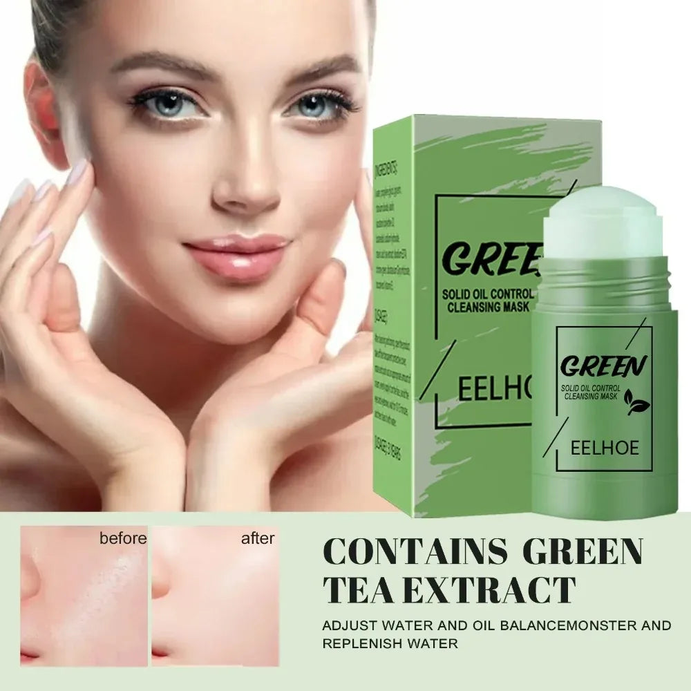 1~5PCS Green Tea Clay Stick for Face Green Mask Stick Smear Acne Shrink Blackhead Green Tea Extract Facial Mask Pore Cleansing