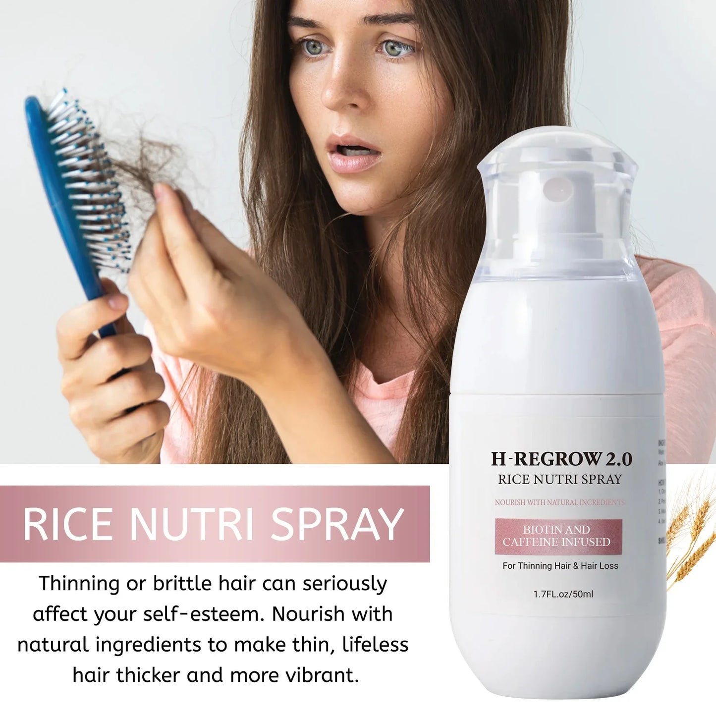 Hair Spray Rice Water Strong Hair Follicle Root Thick Loss Prevention Nourishing Soften Hair Helper Care Spray for Thinning Hair