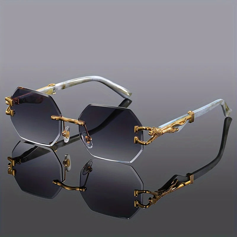 New Style Geometric Leopard Print Sport Glasses for Women, Lightweight & Durable Composite Frame, Trendy Streetwear Glasses