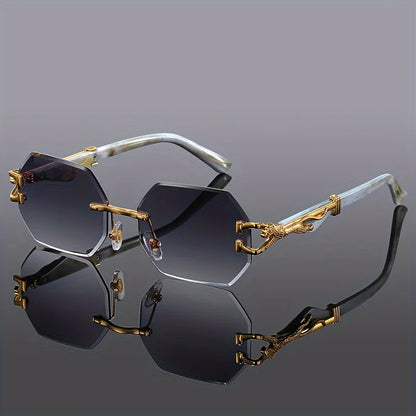 New Style Geometric Leopard Print Sport Glasses for Women, Lightweight & Durable Composite Frame, Trendy Streetwear Glasses