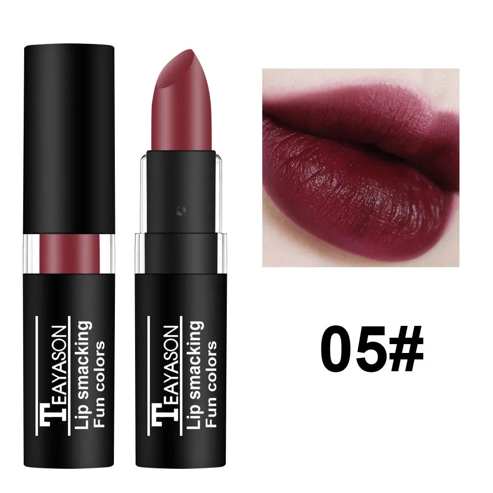 Matte Lipsticks 12 Colors Waterproof Long Lasting Lip Stain Non-Stick Cup Sexy Red Black Lipstick Pigment Lip Cosmetics