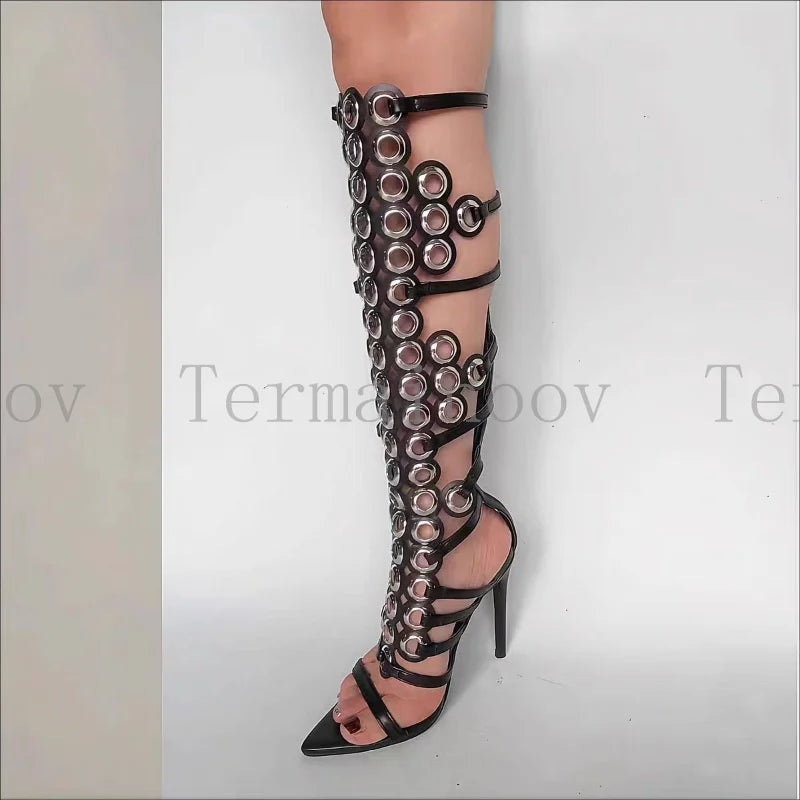 2026 Sexy Women'S Pumps and Heels Sexy Lace up Knee High Heeled Sandals Open Toe Stiletto Heels for Parties and Events