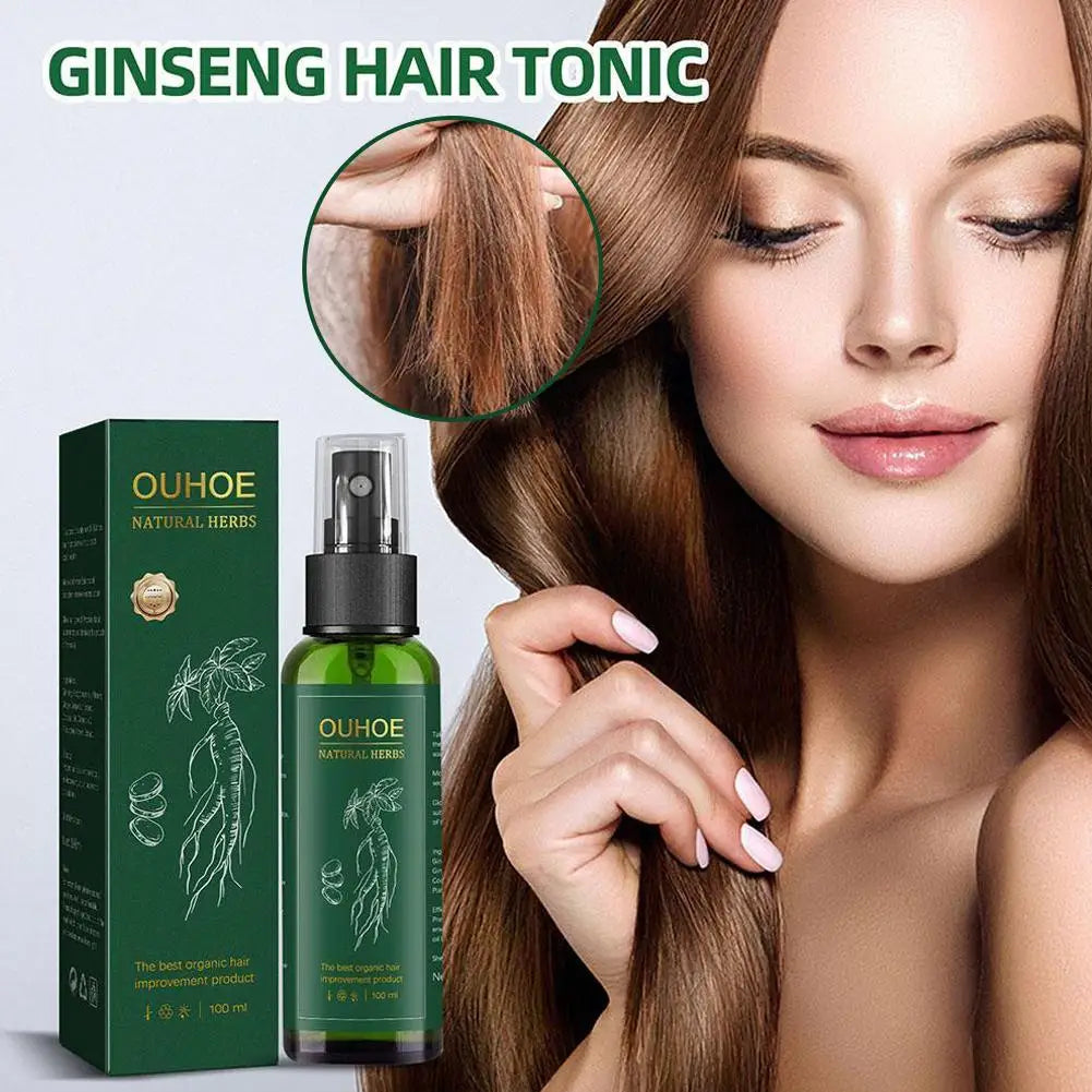 100Ml Ginseng Hair Serum for Men Women Nourishes Scalp Strengthen Root Repair Damaged Hair Herbal Hair Care Spray