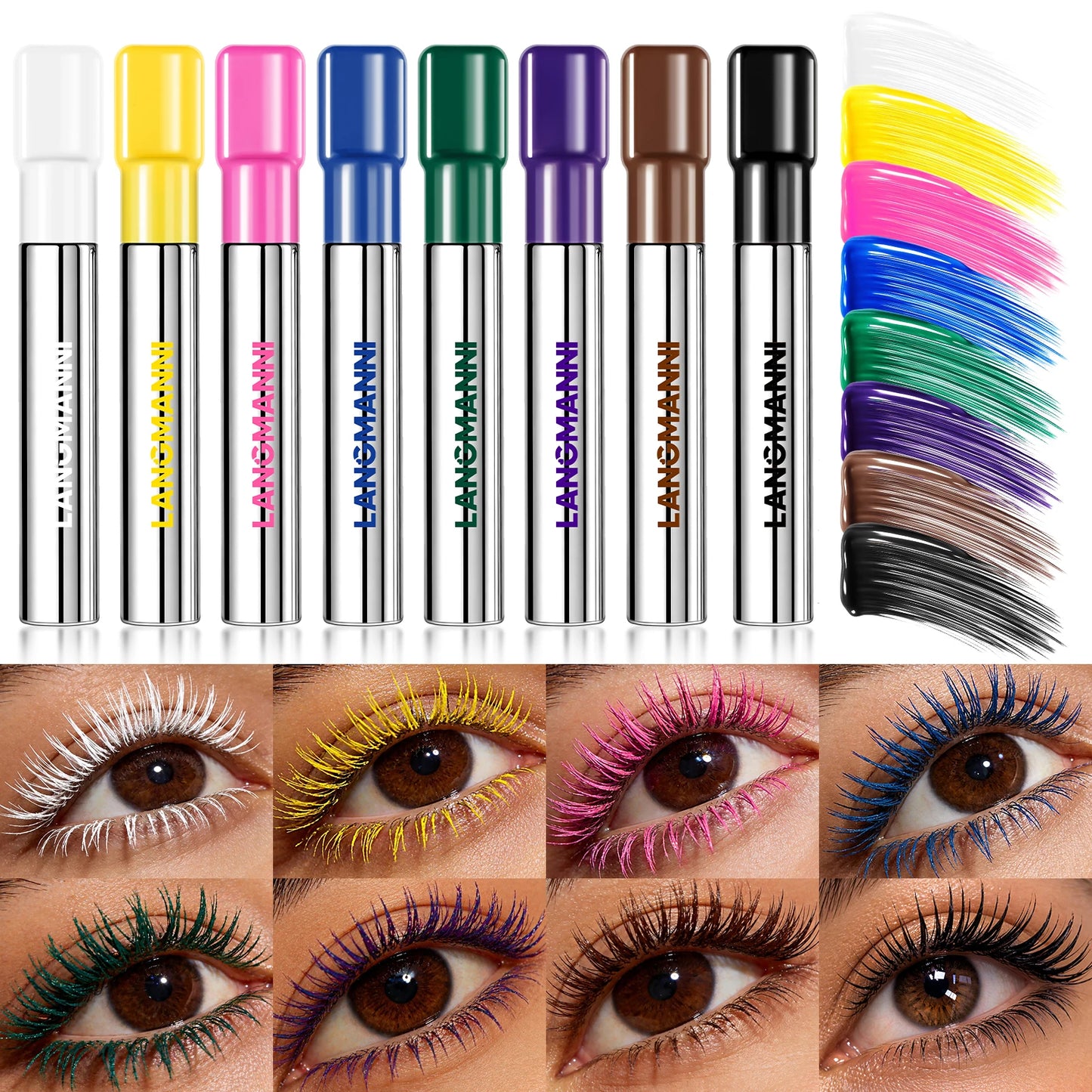 Silk Fiber Matte Blue Mascara Colorful Big Brush Lengthen Eyelashes Waterproof Lasting Fast Dry Greenpink Curling Mascara Makeup