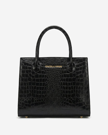 Patrizia Italian Leather Handbag — Black