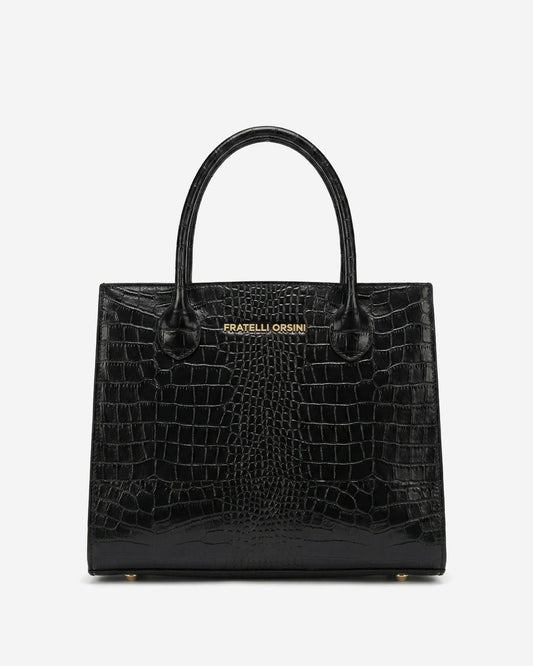 Patrizia Italian Leather Handbag — Black
