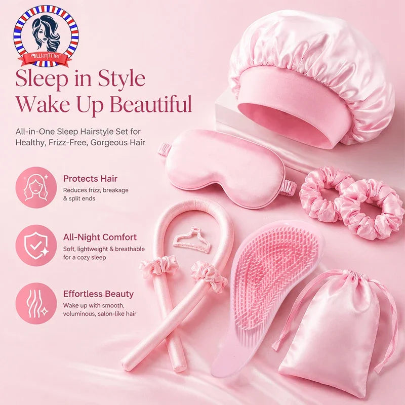 9/10/11 Pieces of Sleep Hairstyle Design Tool Set, Curling Iron，Eye Patch，Smooth Hair Comb，Sleep Hat，Suitable for All Hairstyles