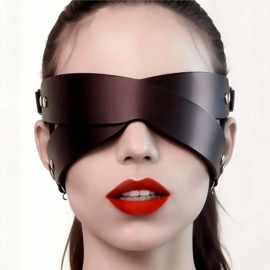 Women PU Leather Gothic Eye Mask Halloween Masquerade Cosplay Roleplay Fetish BDSM Sexy Adult Face Mask Party Costume