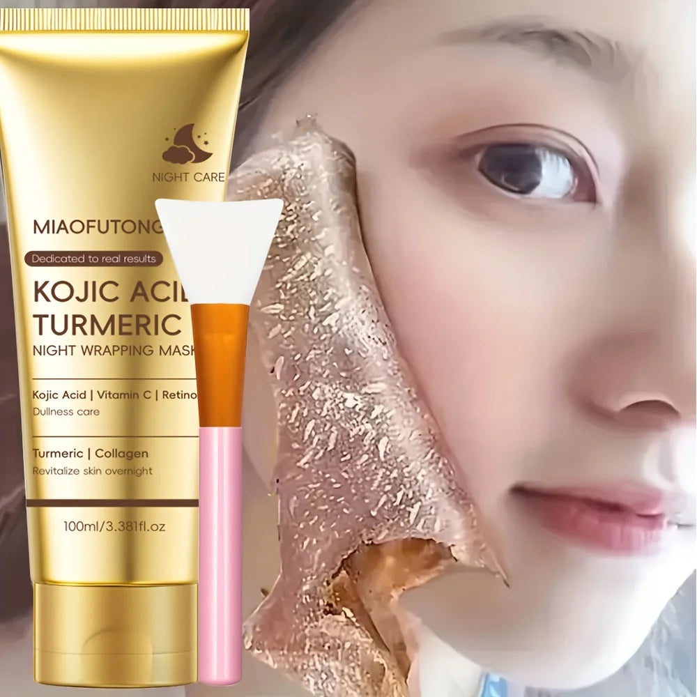Kojic Acid Turmeric Overnight Peel off Mask 100Ml Hydrolyzed Collagen Brightening Skin Firming Korean Facial Treatment