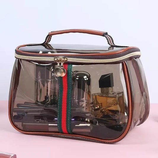 Portable Toiletry Bag Luxury Sensation Handheld Cosmetic Bag Transparent Large Capacity Waterproof PVC Makeup Bag