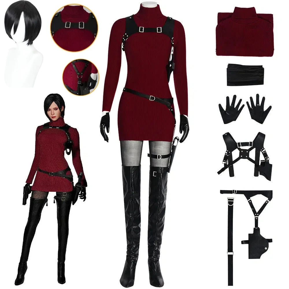 Horror Game Movie Resident Evil 4 Ada Wong Cosplay Full Set Same Style Outfit Halloween Carnival Comic Con Stage Cosplay Suit
