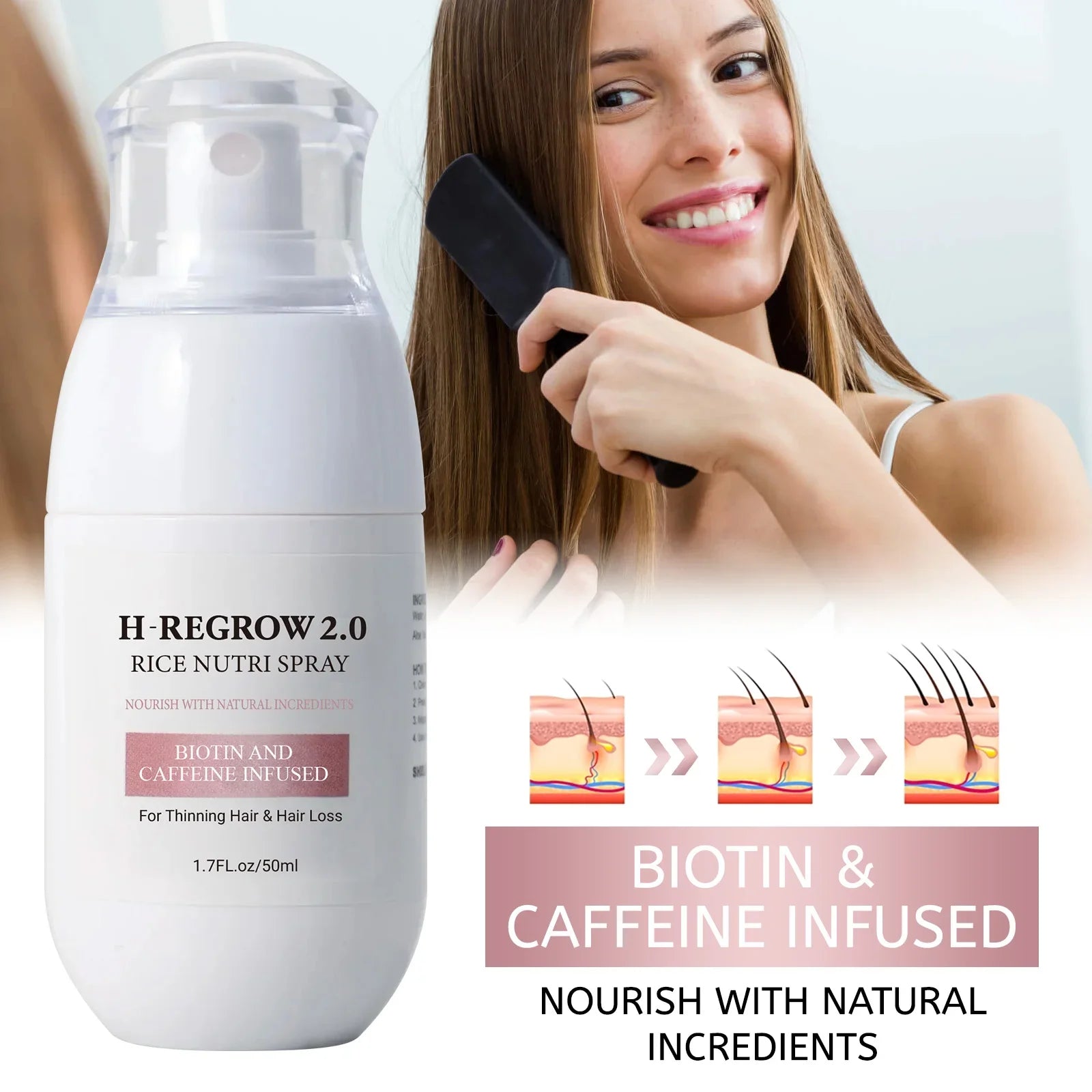 Hair Spray Rice Water Strong Hair Follicle Root Thick Loss Prevention Nourishing Soften Hair Helper Care Spray for Thinning Hair