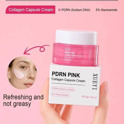Korean PDRN Pink Collagen Capsule Cream with Niacinamide Cream for Uneven Skin Tone Lightweight Face Moisturizer Non Greasy Care