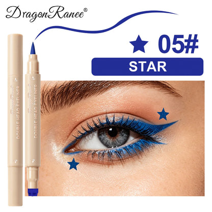 Colorful Liquid Stamp Eyeliner Red Star Heart Butterfly 2 in 1 Eye Liner Pencil Purple Pink Waterproof Eye Template Makeup Tool