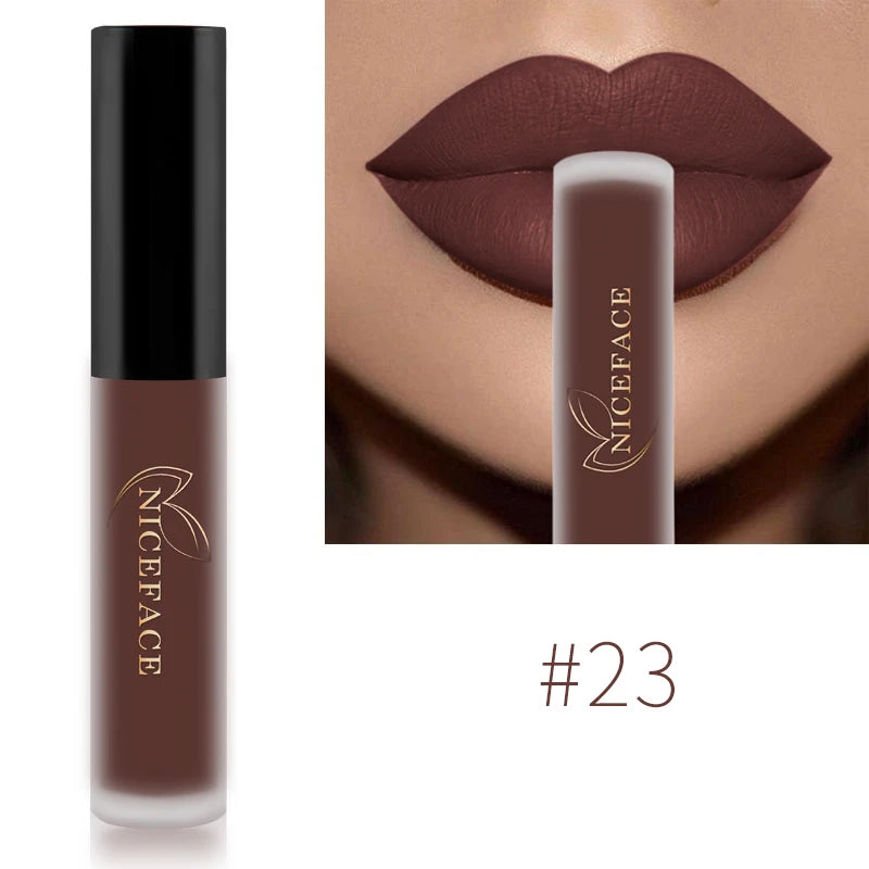 Matte Liquid Lipstick Waterproof Long Lasting Lip Gloss Tint Sexy Red Nude Purple Metallic Lipsticks Makeup Cosmetics