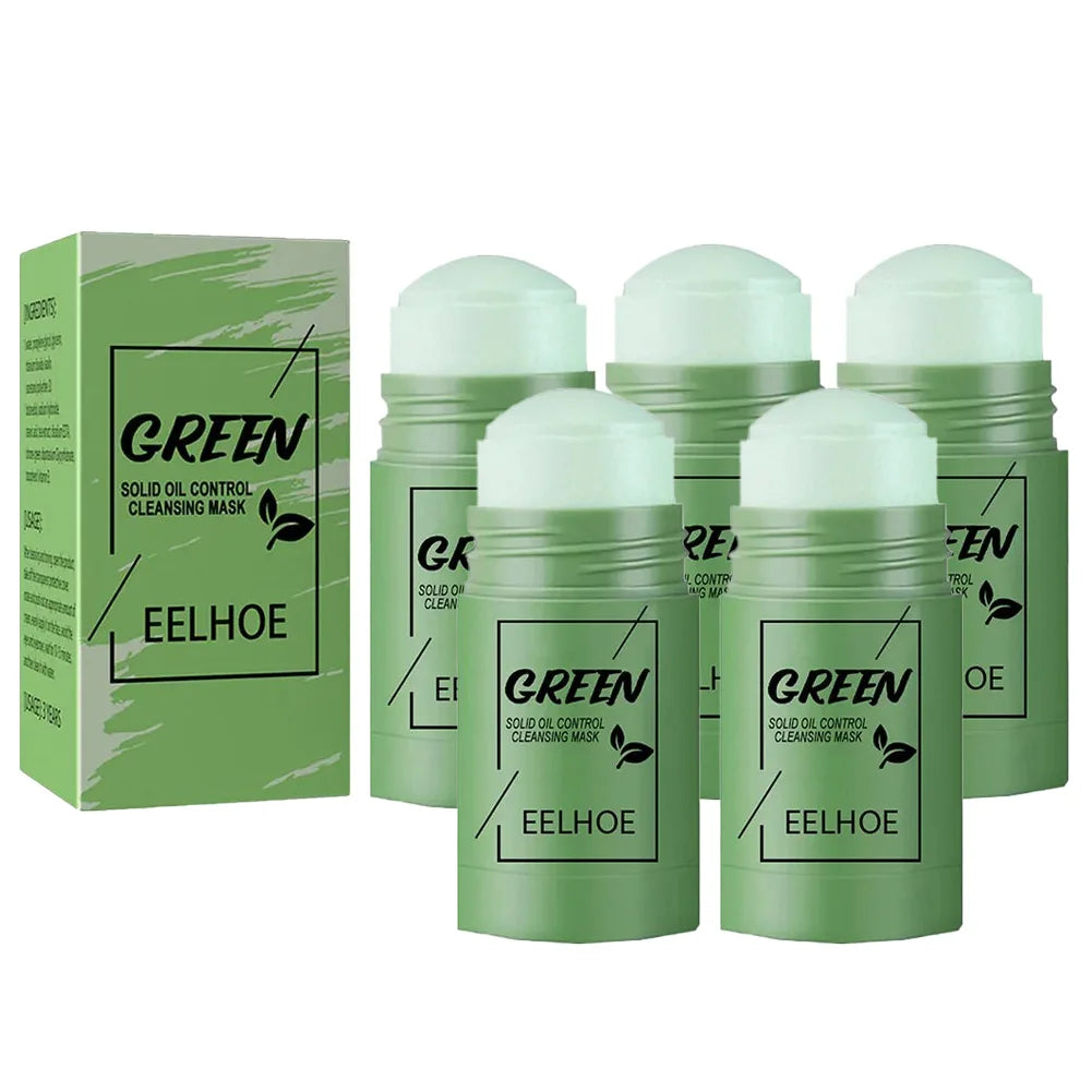 1~5PCS Green Tea Clay Stick for Face Green Mask Stick Smear Acne Shrink Blackhead Green Tea Extract Facial Mask Pore Cleansing
