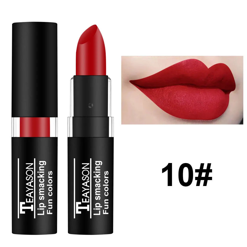 Matte Lipsticks 12 Colors Waterproof Long Lasting Lip Stain Non-Stick Cup Sexy Red Black Lipstick Pigment Lip Cosmetics