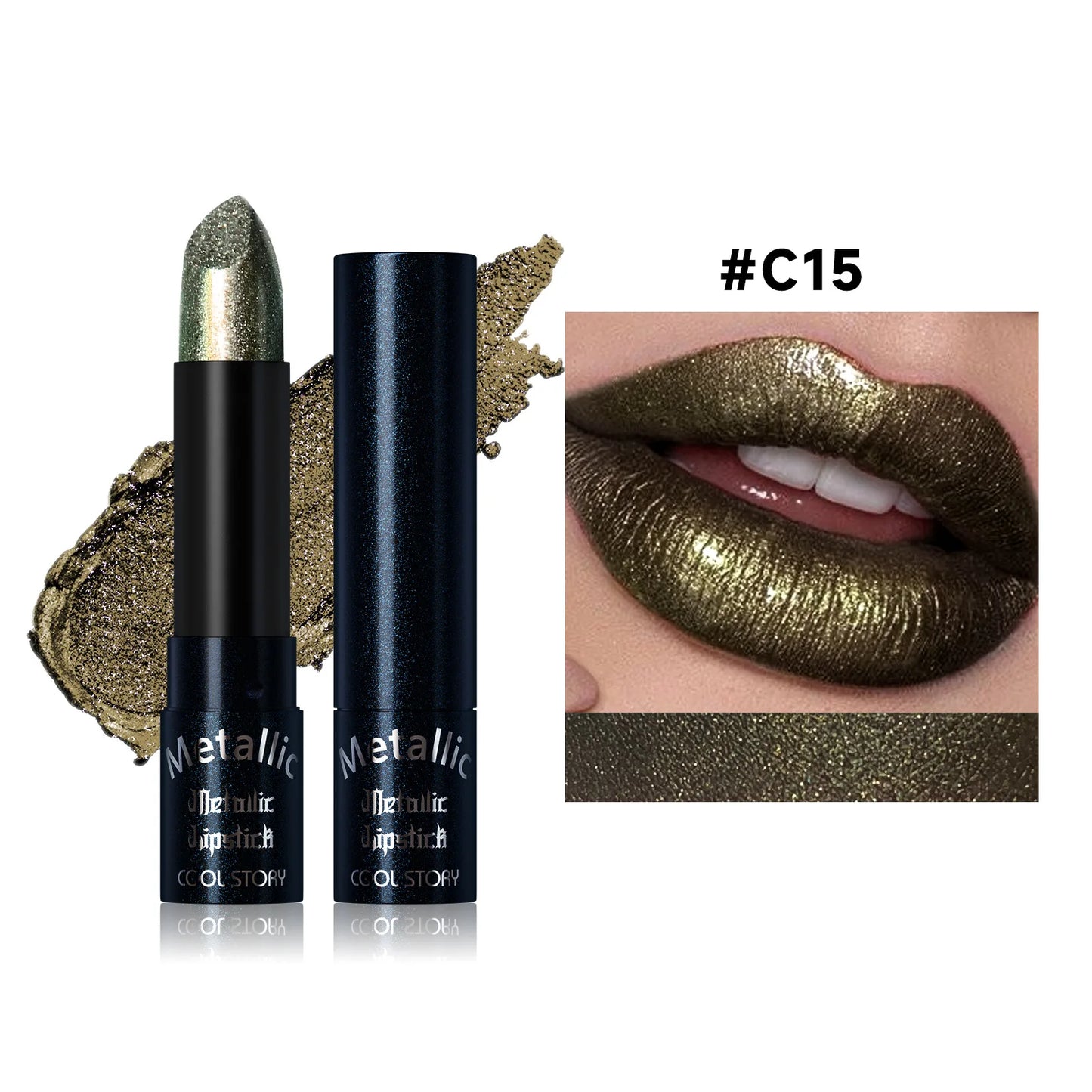 15Colors Metallic  Waterproof Lasting Diamond Pearlescent Metallic Lipstick Blue Lip Gloss Women Makeup Cosmetic