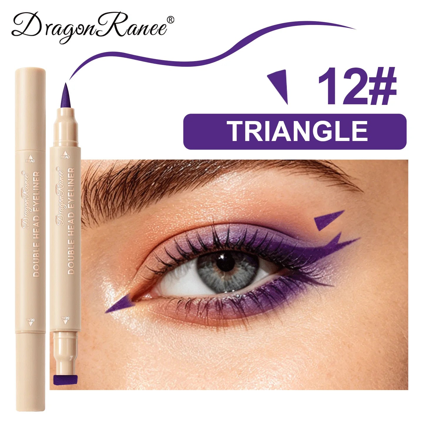 Colorful Liquid Stamp Eyeliner Red Star Heart Butterfly 2 in 1 Eye Liner Pencil Purple Pink Waterproof Eye Template Makeup Tool