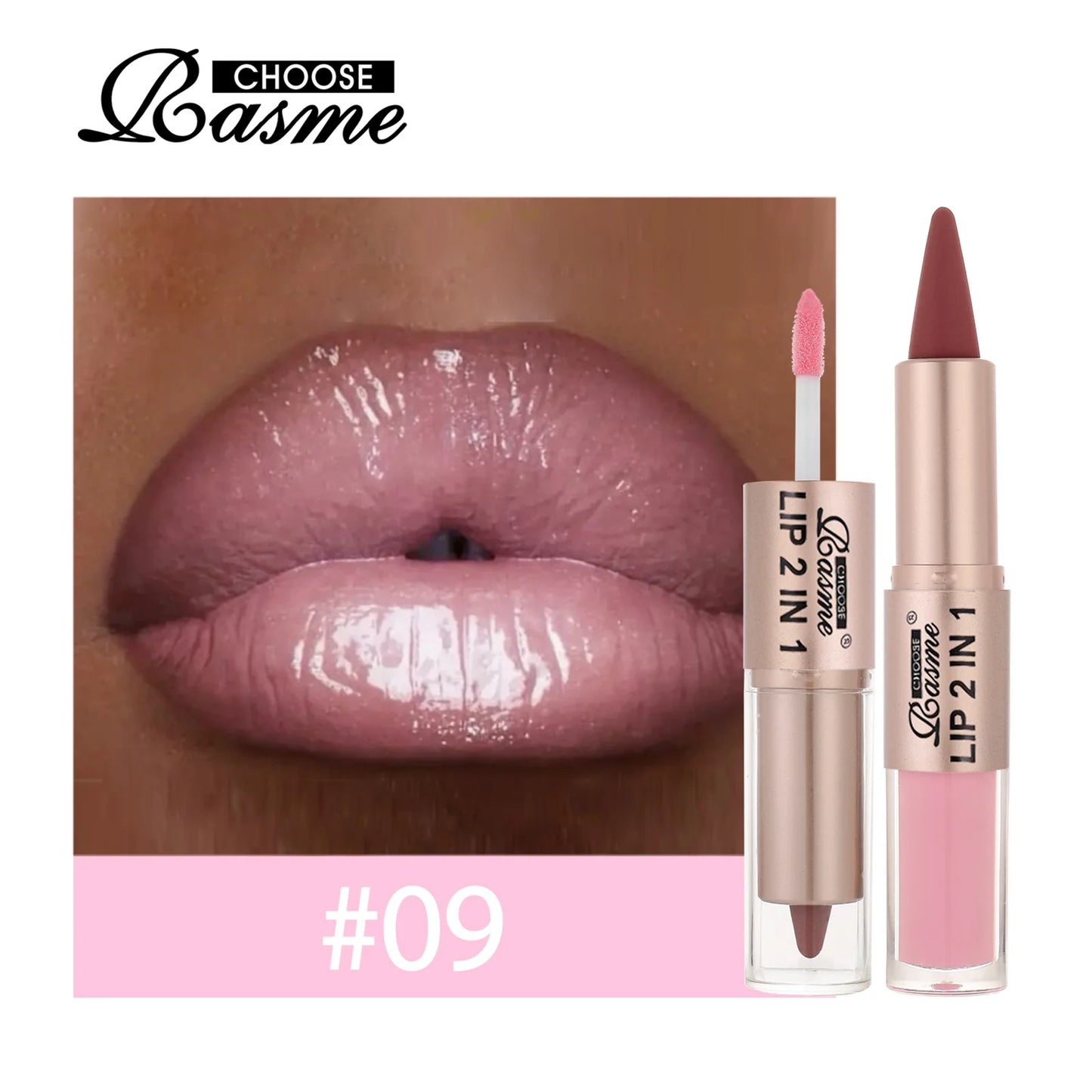 2IN1 Tapered Gradient Lipliner Pen Nude Brown Mirror Glass Lip Gloss Matte Lip Liner Waterproof Lip Contour Non Stick Makeup