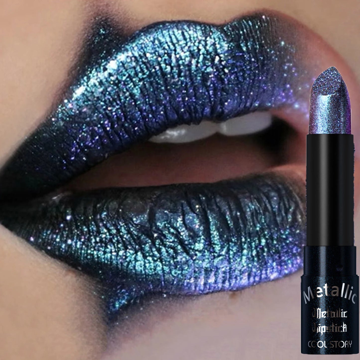 15Colors Metallic  Waterproof Lasting Diamond Pearlescent Metallic Lipstick Blue Lip Gloss Women Makeup Cosmetic