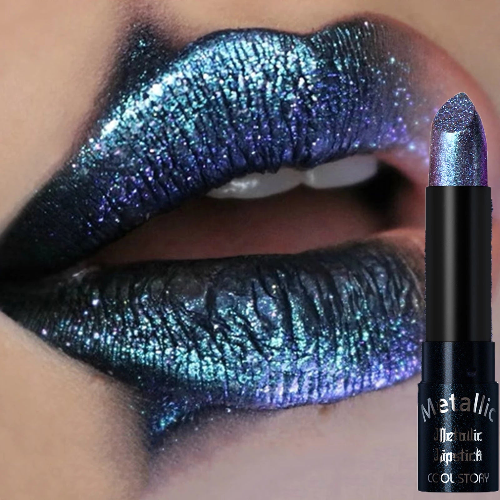15Colors Metallic  Waterproof Lasting Diamond Pearlescent Metallic Lipstick Blue Lip Gloss Women Makeup Cosmetic