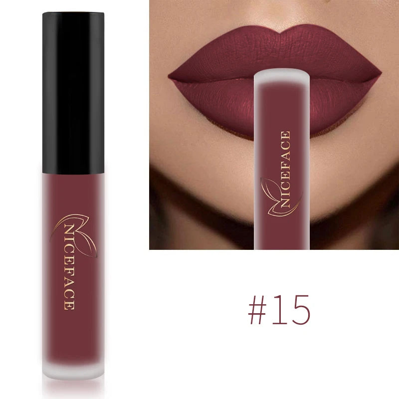 Matte Liquid Lipstick Waterproof Long Lasting Lip Gloss Tint Sexy Red Nude Purple Metallic Lipsticks Makeup Cosmetics