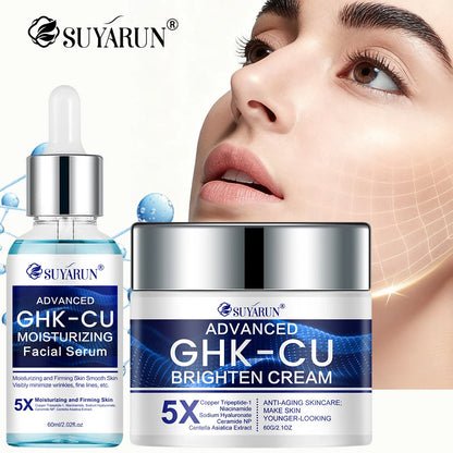 SUYARUN GHK-CU Cream & Serum - Anti-Aging Facial Moisturizer, Firming and Moisturizing for All Skin Types, Suitable for Women.