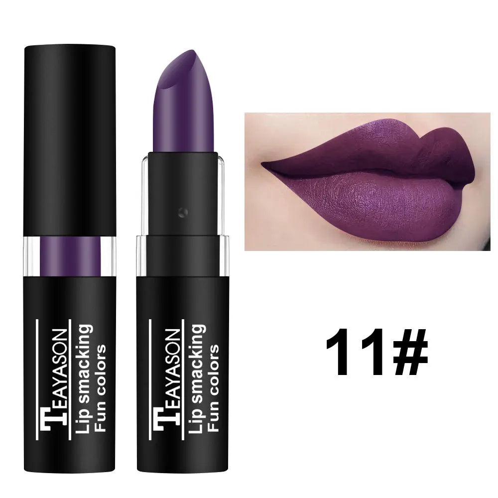 Matte Lipsticks 12 Colors Waterproof Long Lasting Lip Stain Non-Stick Cup Sexy Red Black Lipstick Pigment Lip Cosmetics