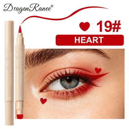 Colorful Liquid Stamp Eyeliner Red Star Heart Butterfly 2 in 1 Eye Liner Pencil Purple Pink Waterproof Eye Template Makeup Tool