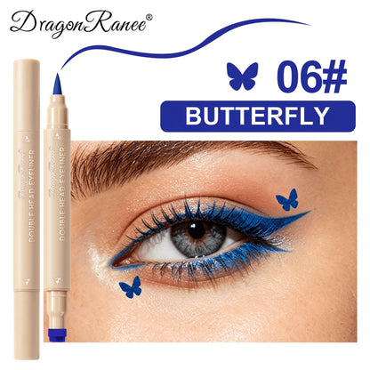 Colorful Liquid Stamp Eyeliner Red Star Heart Butterfly 2 in 1 Eye Liner Pencil Purple Pink Waterproof Eye Template Makeup Tool