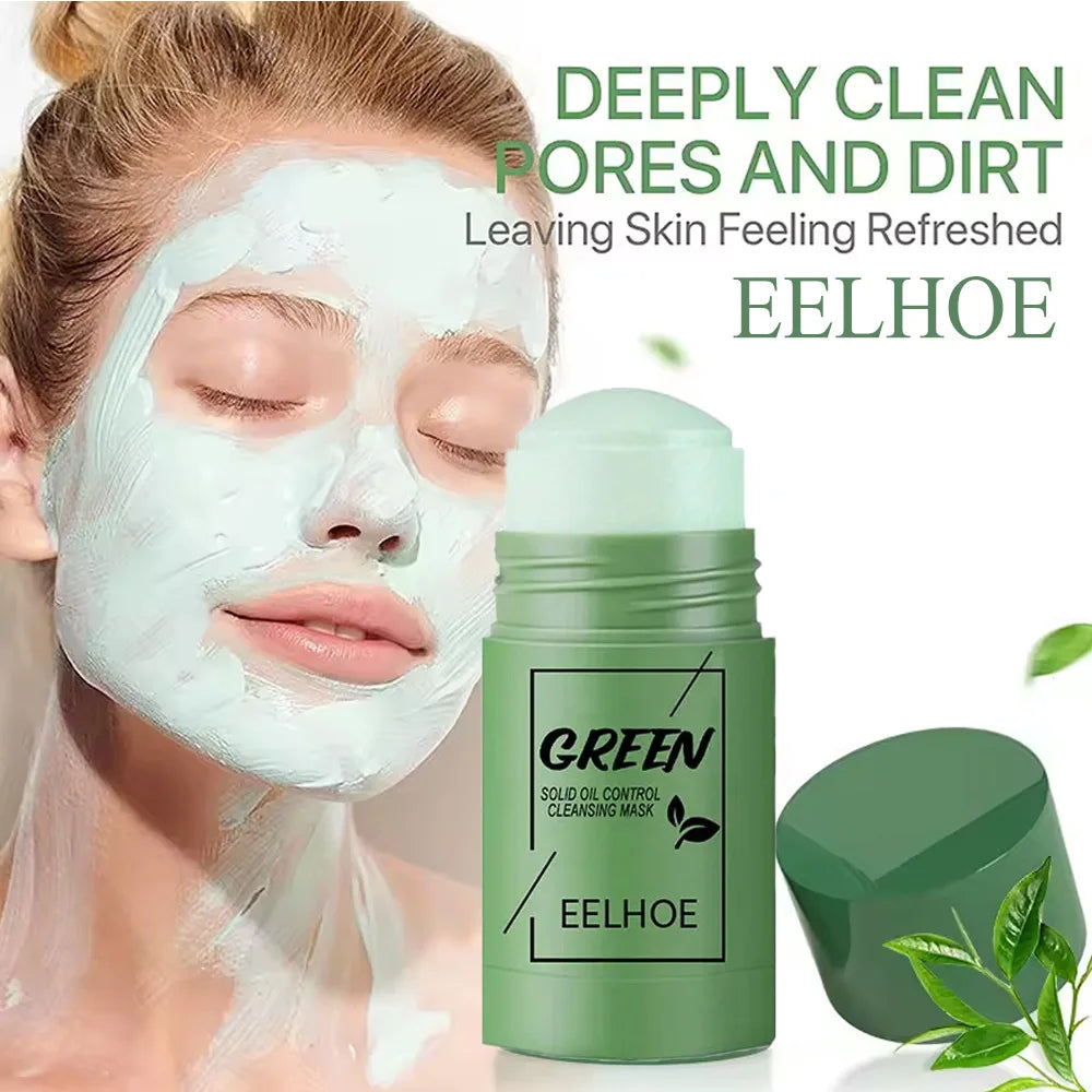 1~5PCS Green Tea Clay Stick for Face Green Mask Stick Smear Acne Shrink Blackhead Green Tea Extract Facial Mask Pore Cleansing