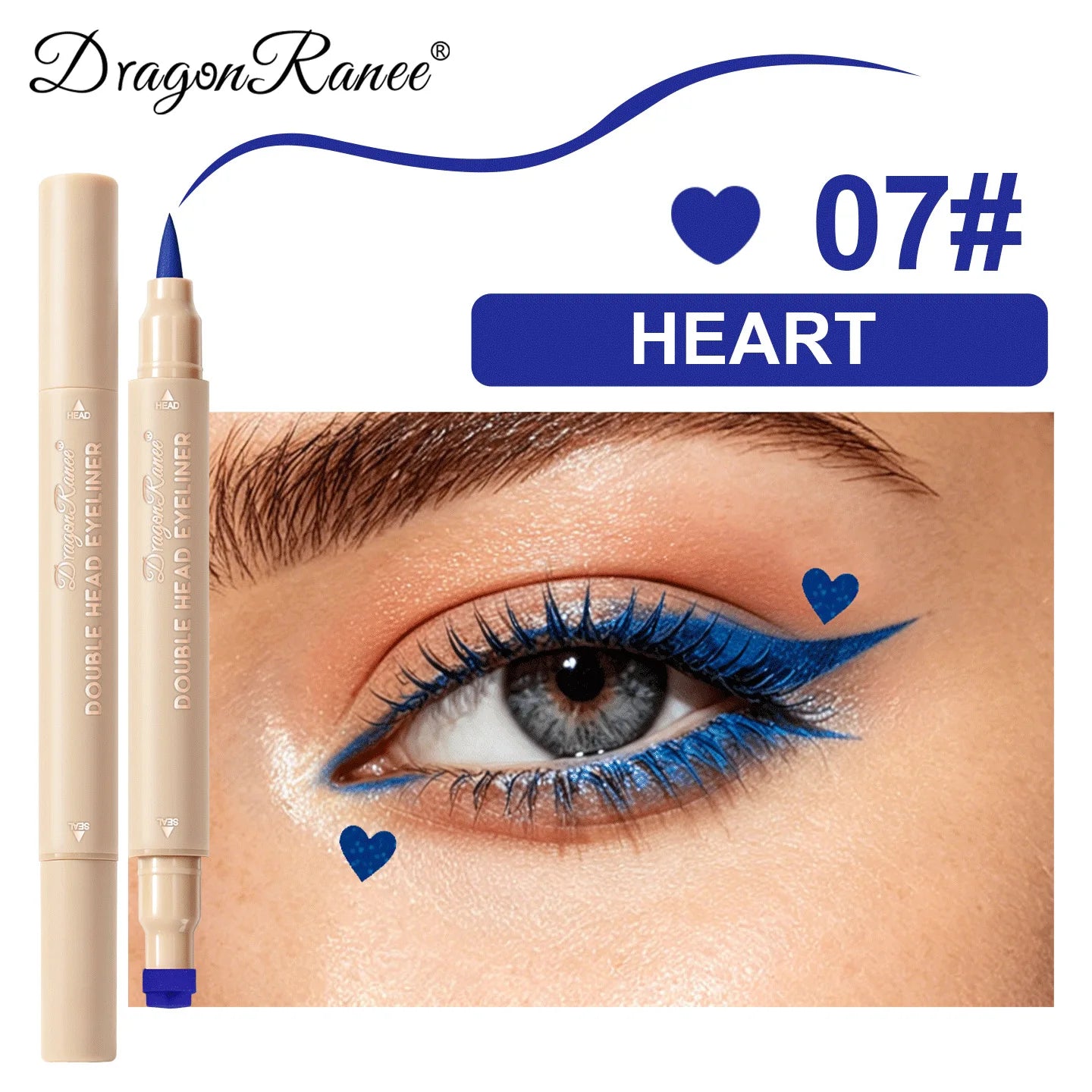 Colorful Liquid Stamp Eyeliner Red Star Heart Butterfly 2 in 1 Eye Liner Pencil Purple Pink Waterproof Eye Template Makeup Tool