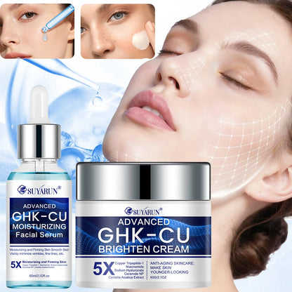 SUYARUN GHK-CU Cream & Serum - Anti-Aging Facial Moisturizer, Firming and Moisturizing for All Skin Types, Suitable for Women.