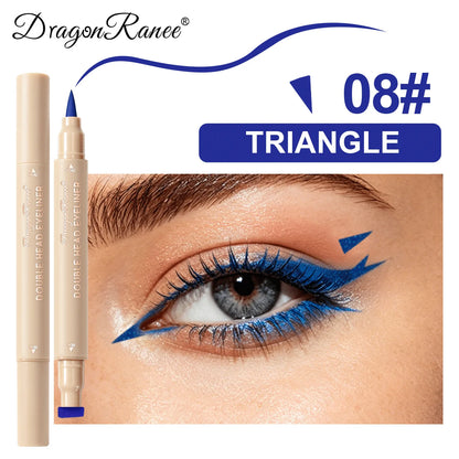 Colorful Liquid Stamp Eyeliner Red Star Heart Butterfly 2 in 1 Eye Liner Pencil Purple Pink Waterproof Eye Template Makeup Tool