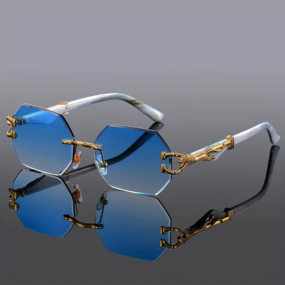 New Style Geometric Leopard Print Sport Glasses for Women, Lightweight & Durable Composite Frame, Trendy Streetwear Glasses